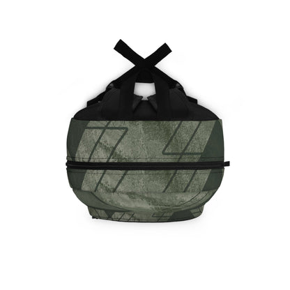 Large Water-Resistant Backpack – Olive Green Triangular Colorblock