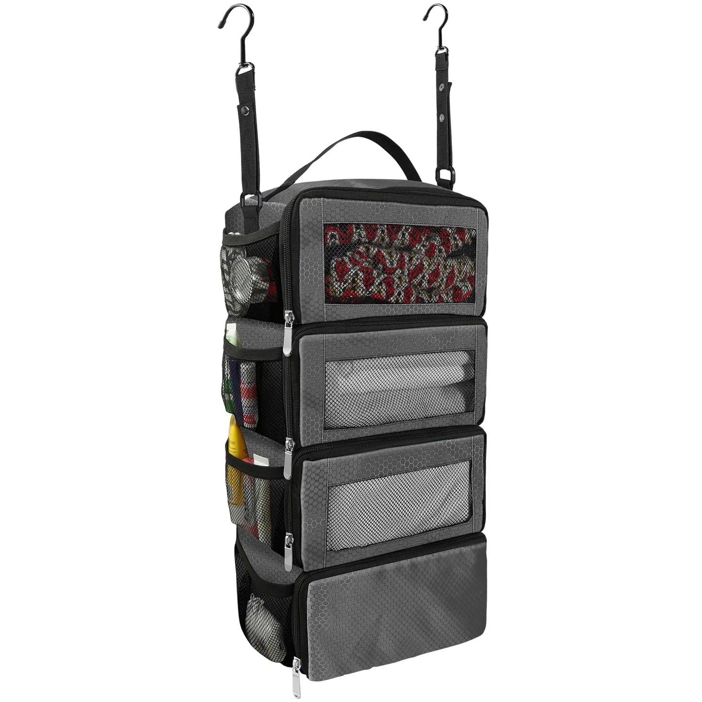 Hanging Suitcase Organizer – 4-Compartment Travel Closet for Carry-On Luggage