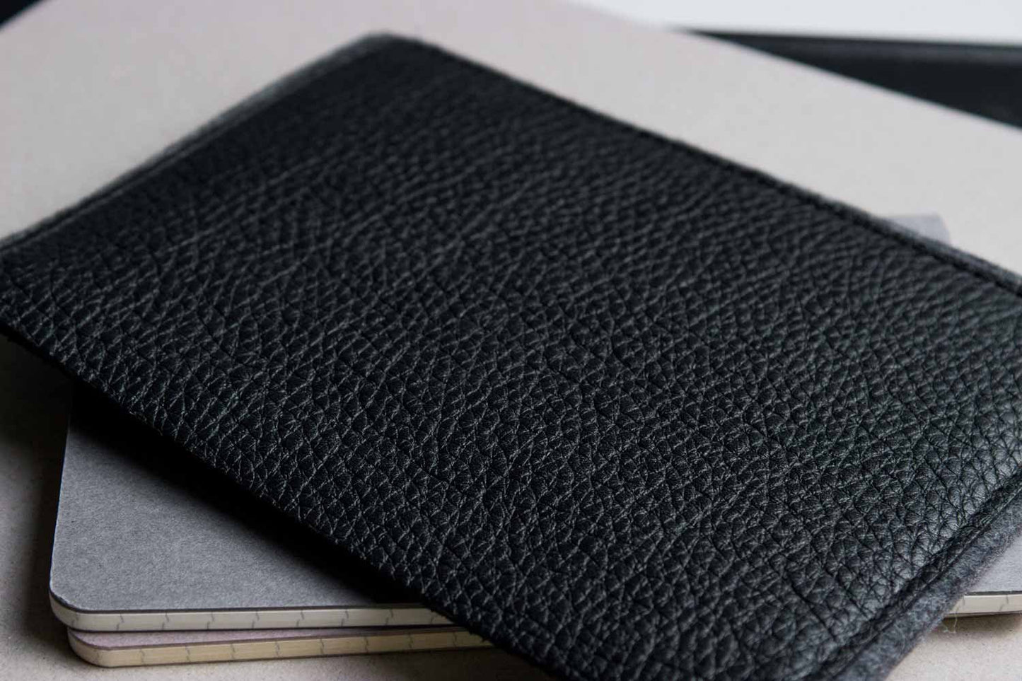 Handmade Leather & Wool Felt Passport Holder – Slim Travel Wallet with Card Slots