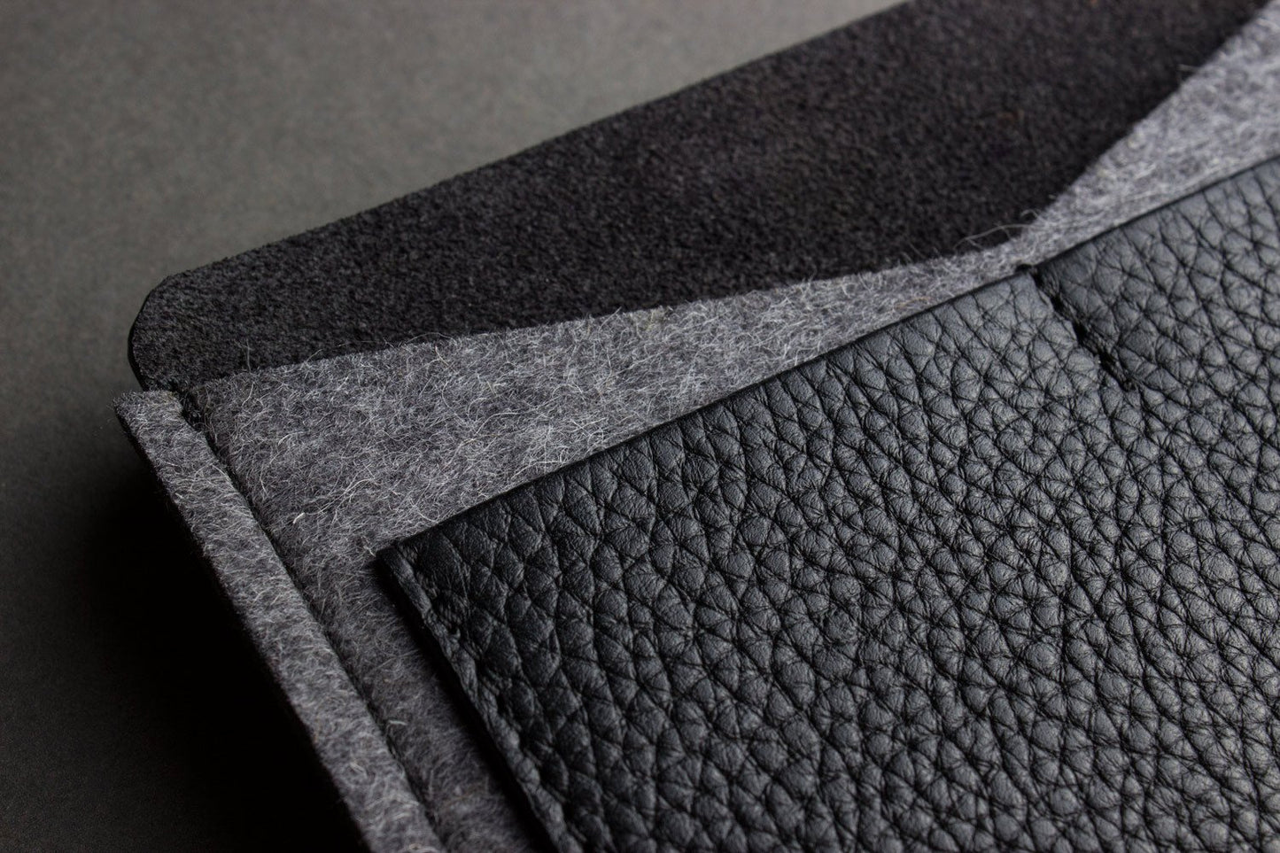 Handmade Leather & Wool Felt Passport Holder – Slim Travel Wallet with Card Slots
