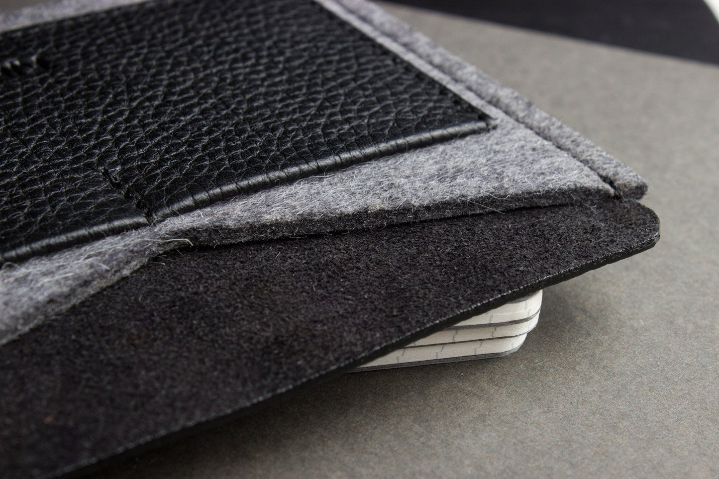 Handmade Leather & Wool Felt Passport Holder – Slim Travel Wallet with Card Slots