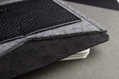 Handmade Leather & Wool Felt Passport Holder – Slim Travel Wallet with Card Slots
