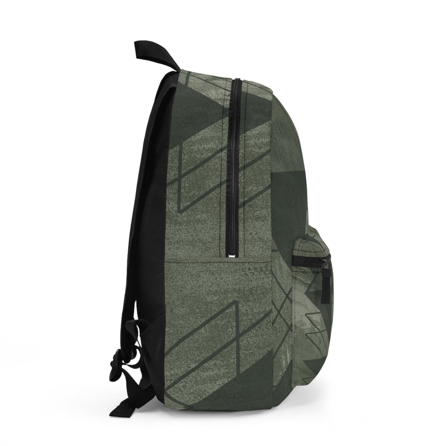 Large Water-Resistant Backpack – Olive Green Triangular Colorblock
