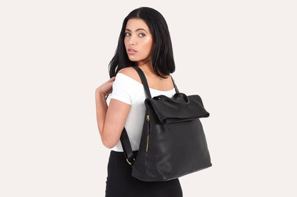 Genuine Pebble Leather Backpack – Fold N Go Timeless Elegance Meets Practical Functionality