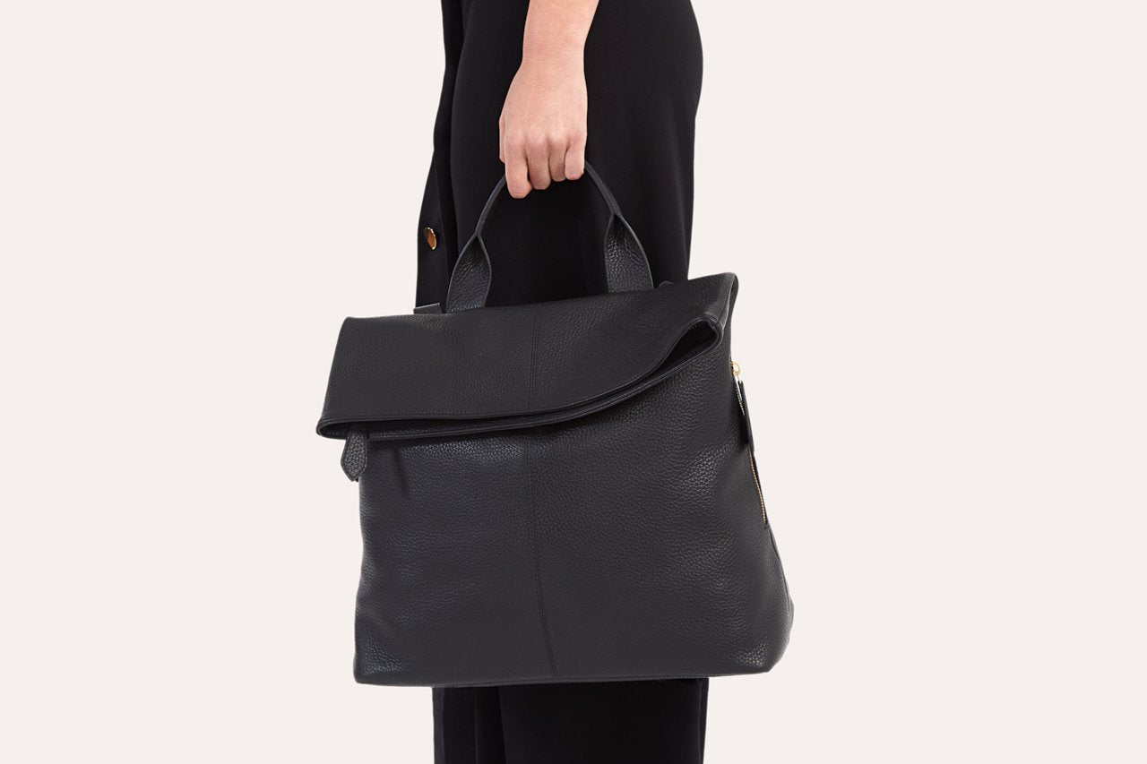 Genuine Pebble Leather Backpack – Fold N Go Timeless Elegance Meets Practical Functionality