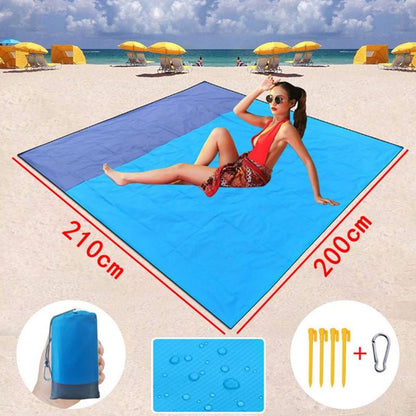 Waterproof Sand-Free Beach Blanket – Lightweight Quick-Dry Family-Size Outdoor Mat with Carry Bag & Clips
