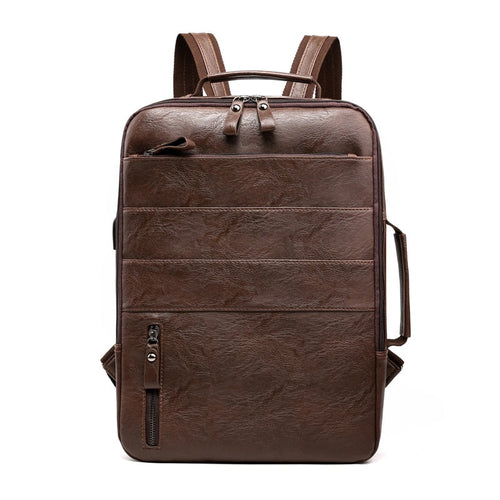 Business Backpacks For Men Waterproof PU Leather Laptop Bag Large