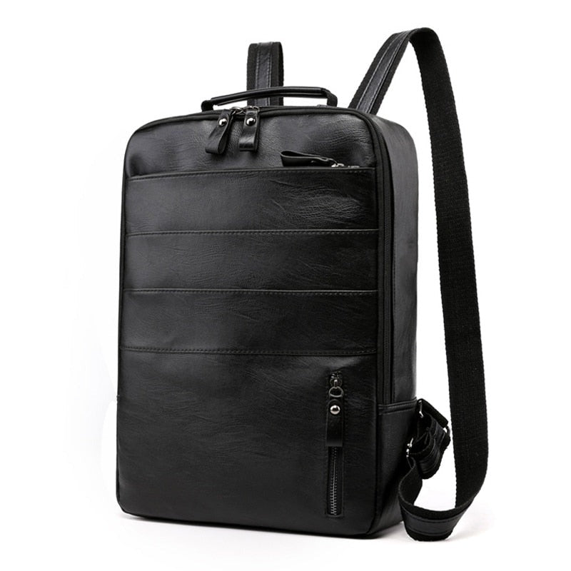 Business Backpacks For Men Waterproof PU Leather Laptop Bag Large
