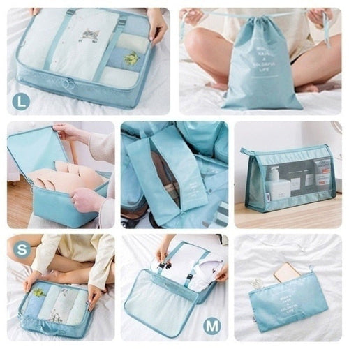 8-Piece Waterproof Packing Cubes Set – Travel Organizer Bags with Shoe & Makeup Pouches