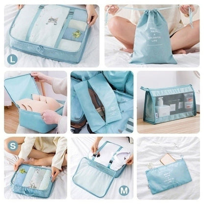 8-Piece Waterproof Packing Cubes Set – Travel Organizer Bags with Shoe & Makeup Pouches