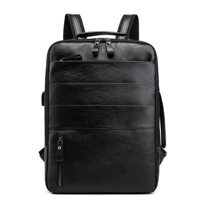 Business Backpacks For Men Waterproof PU Leather Laptop Bag Large
