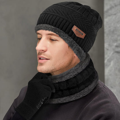 Winter Beanie Hats Scarf Gloves Set Thick Warm Slouchy Beanies Hat Knit Skull Cap Neck Warmer for Men Women