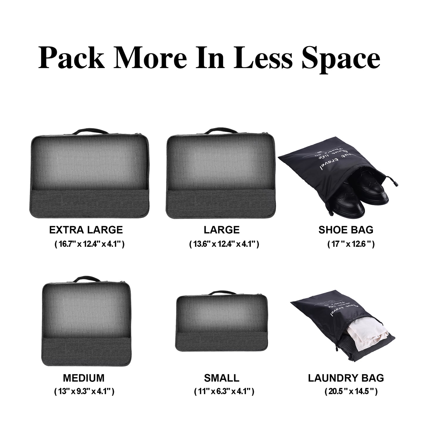 5-Piece Travel Packing Cubes Set with Mesh Tops