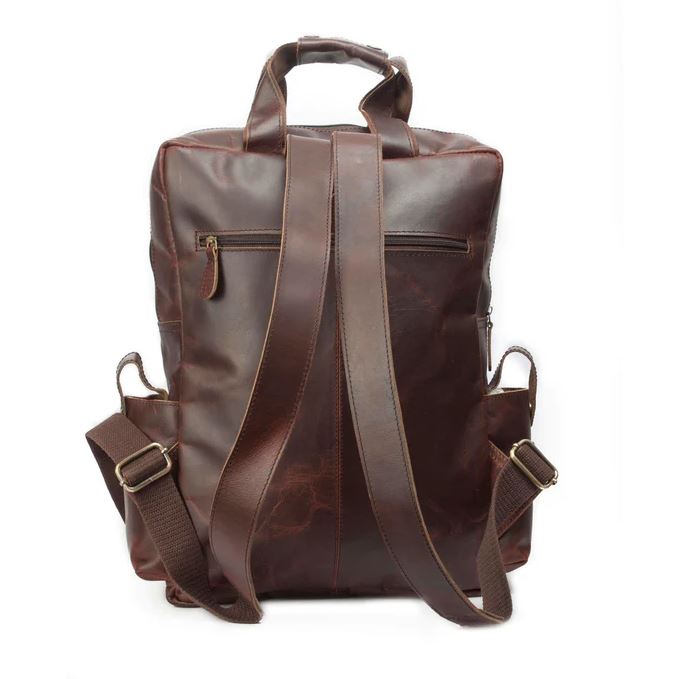 Buffalo Leather Backpack for Men Vintage 15.6 Inch Laptop Bag