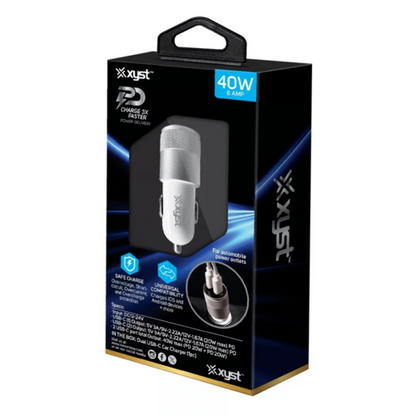 XYST 40W Dual USB-C Car Charger – Fast Charge PD Car Adapter for Phones & Tablets